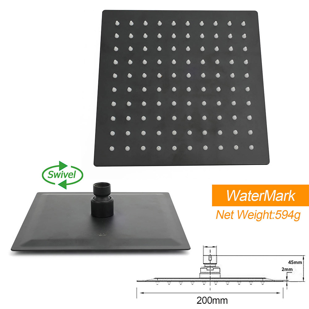 Matt Black Square Twin Shower Set 8