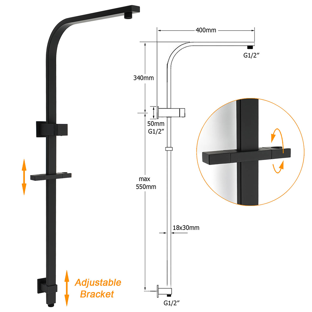 WELS Twin Shower Set Matt Black Large 16