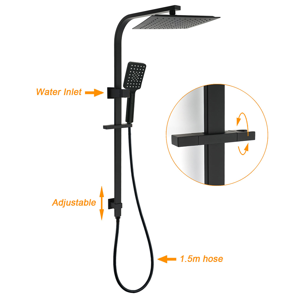 Matt Black Square 2in1 Shower 10
