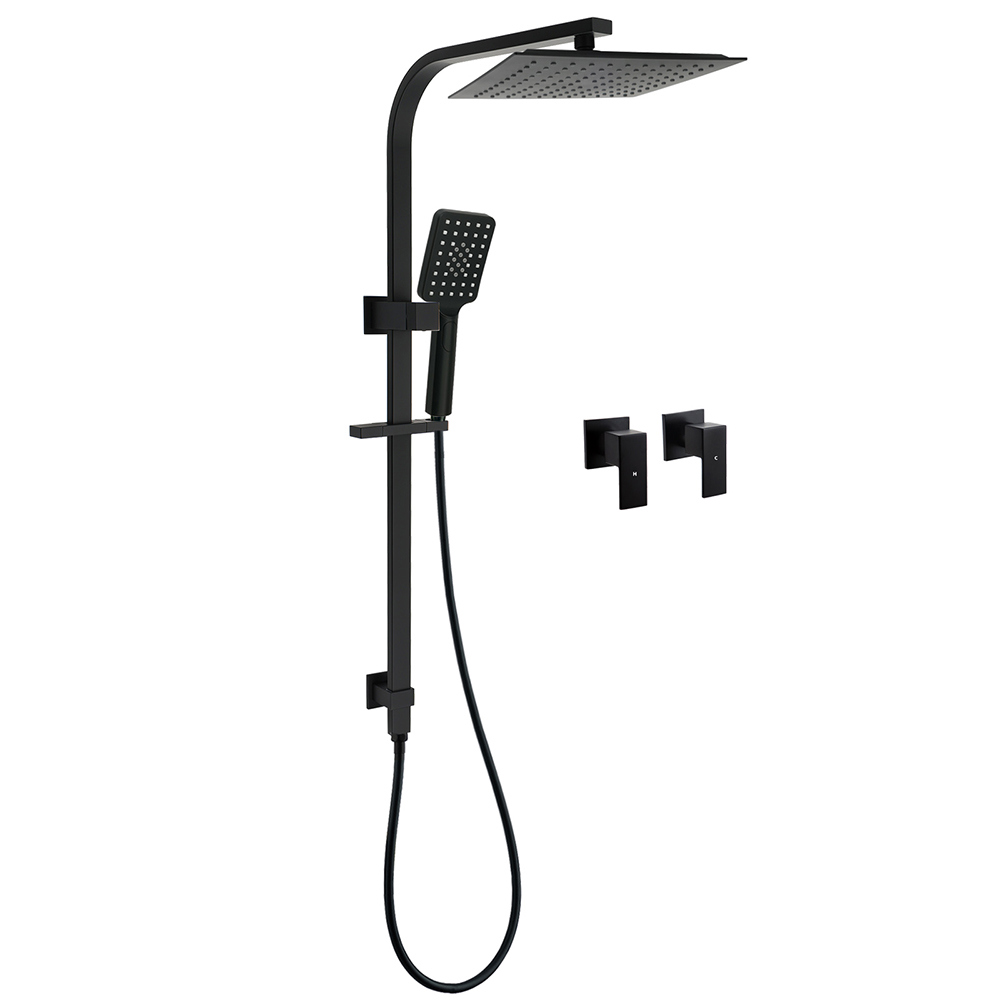 Matt Black Square Twin Shower 10