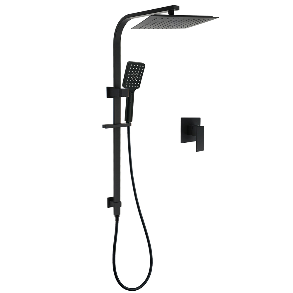 Matt Black Square Twin Shower 10