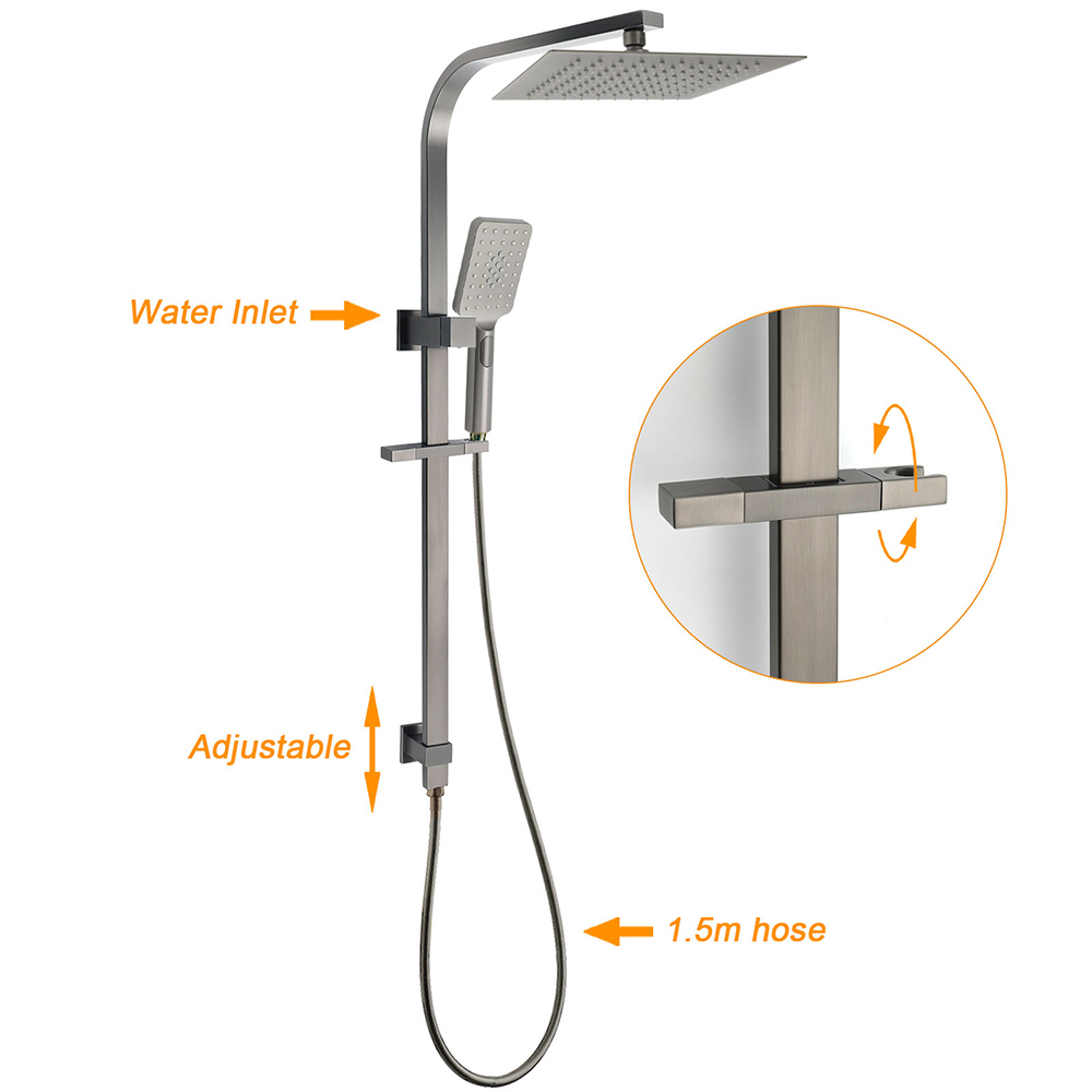 Gun Metal Double Square Shower Head Set 10