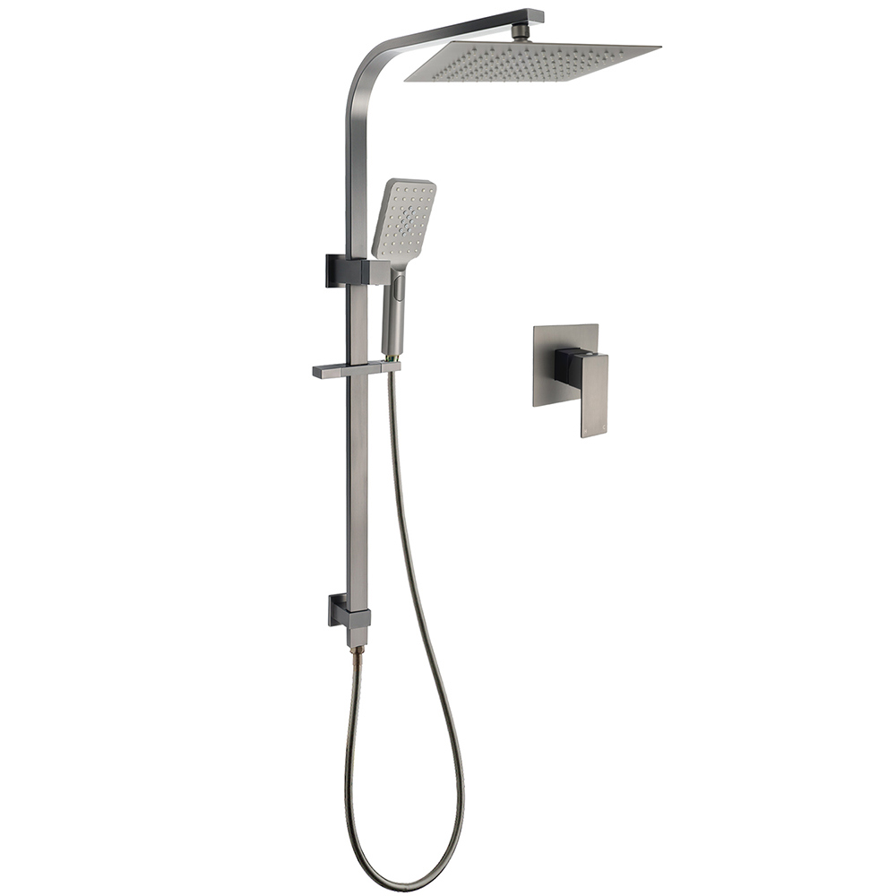 WELS Gun Metal Double Square Shower Head Set 10