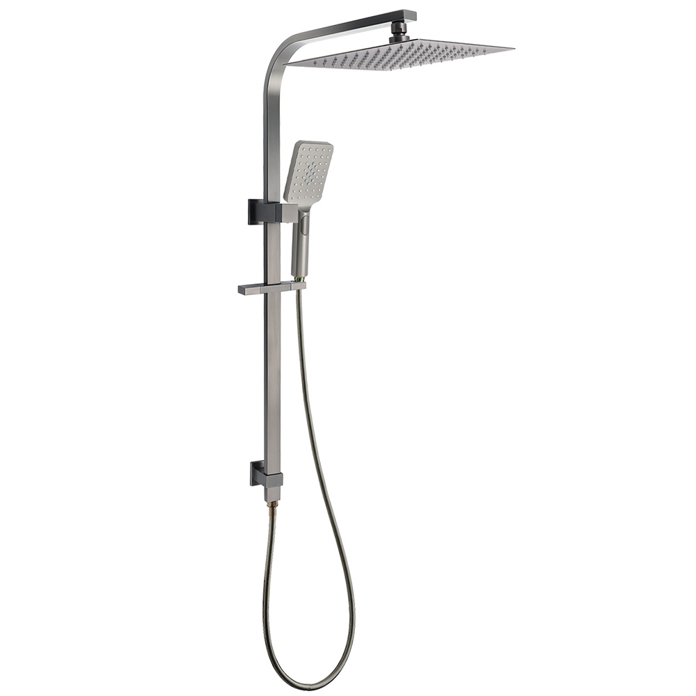 WELS Gun Metal Double Square Shower Head Set 12