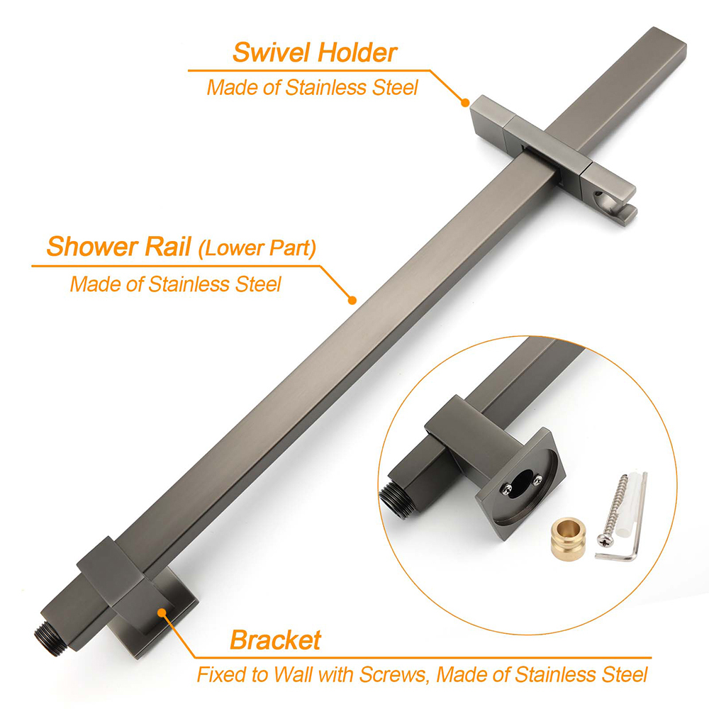 WELS Gun Metal Double Square Shower Head Set 12