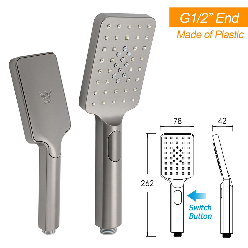 WELS Gun Metal Double Square Shower Head Set 12