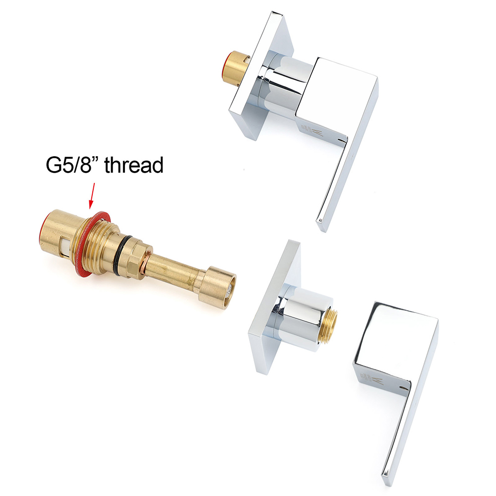 Watermark Chrome Square 1/4 Turn Wall Twin Taps Brass For Shower Head Vanity Basin Spout - Image 4