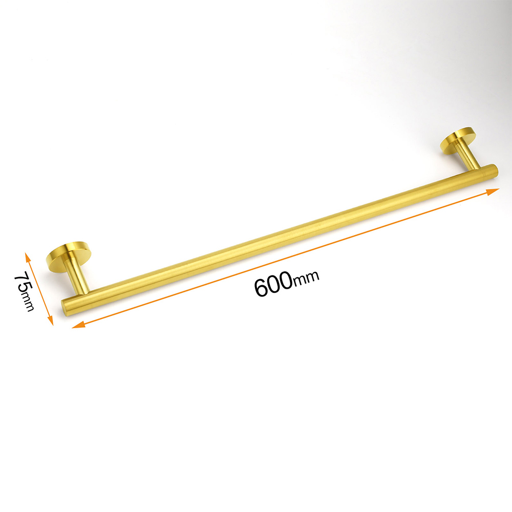 Brushed Gold Stainless Steel 750mm Long Towel Rack Rail Holder Round Hanger Bar - Image 2