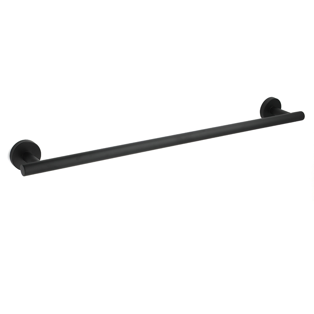 Matt Black 600mm Long Single Towel Rack Rail Holder Stainless Steel Hanger Bar - Image 1