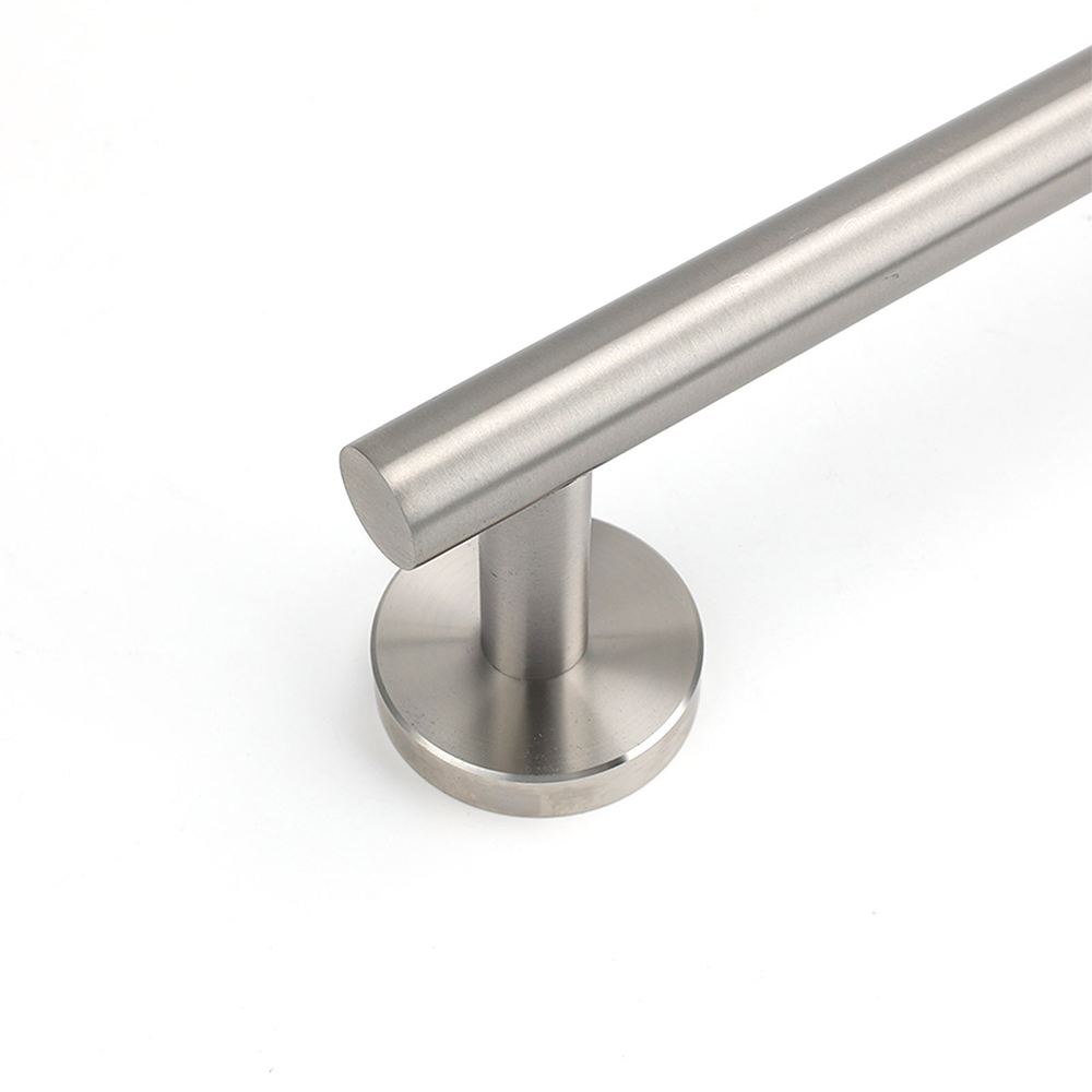 Brushed Nickel 600mm Single Towel Rack Rail Holder Round Hanger Bar Wall Mounted - Image 3
