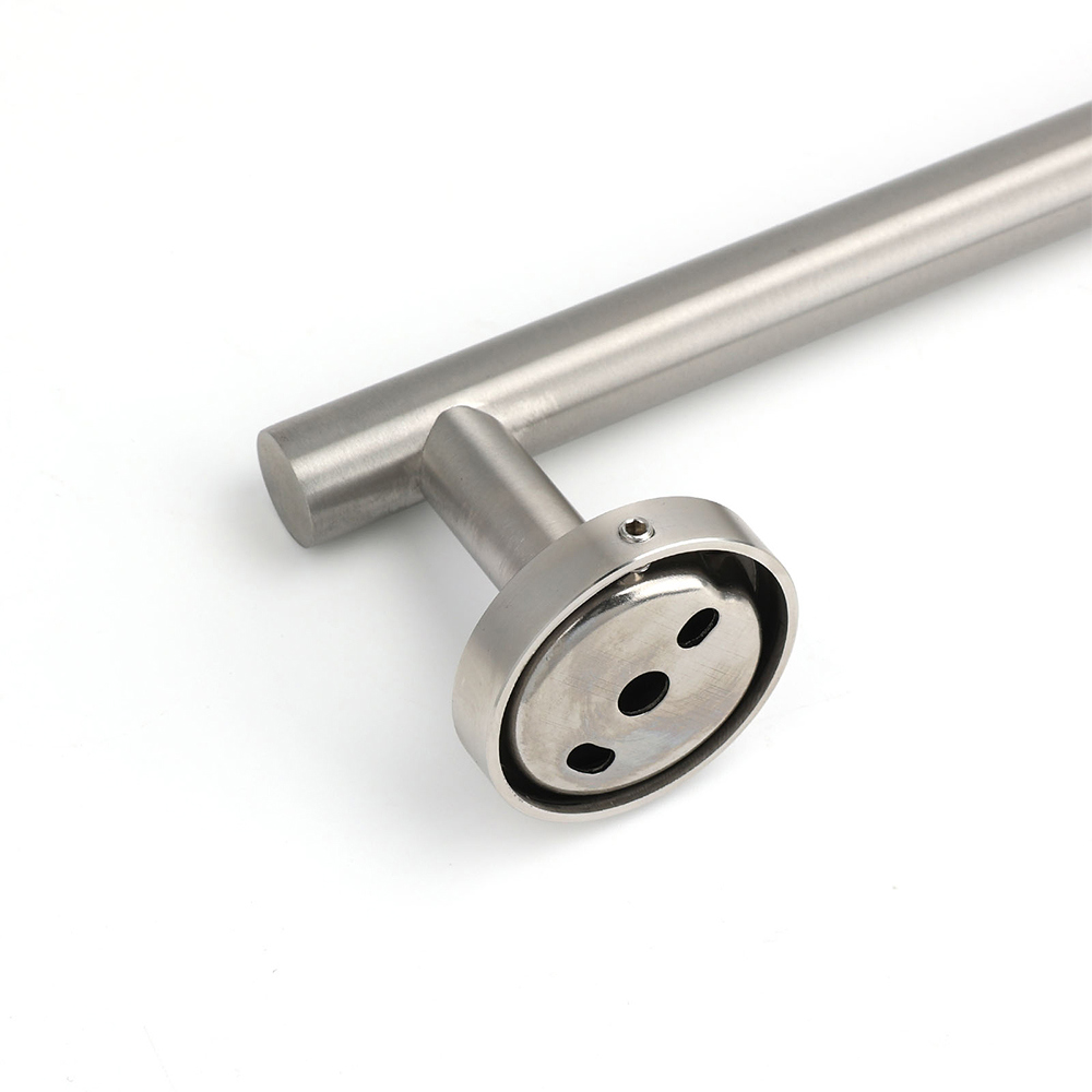 Brushed Nickel 600mm Single Towel Rack Rail Holder Round Hanger Bar Wall Mounted - Image 4