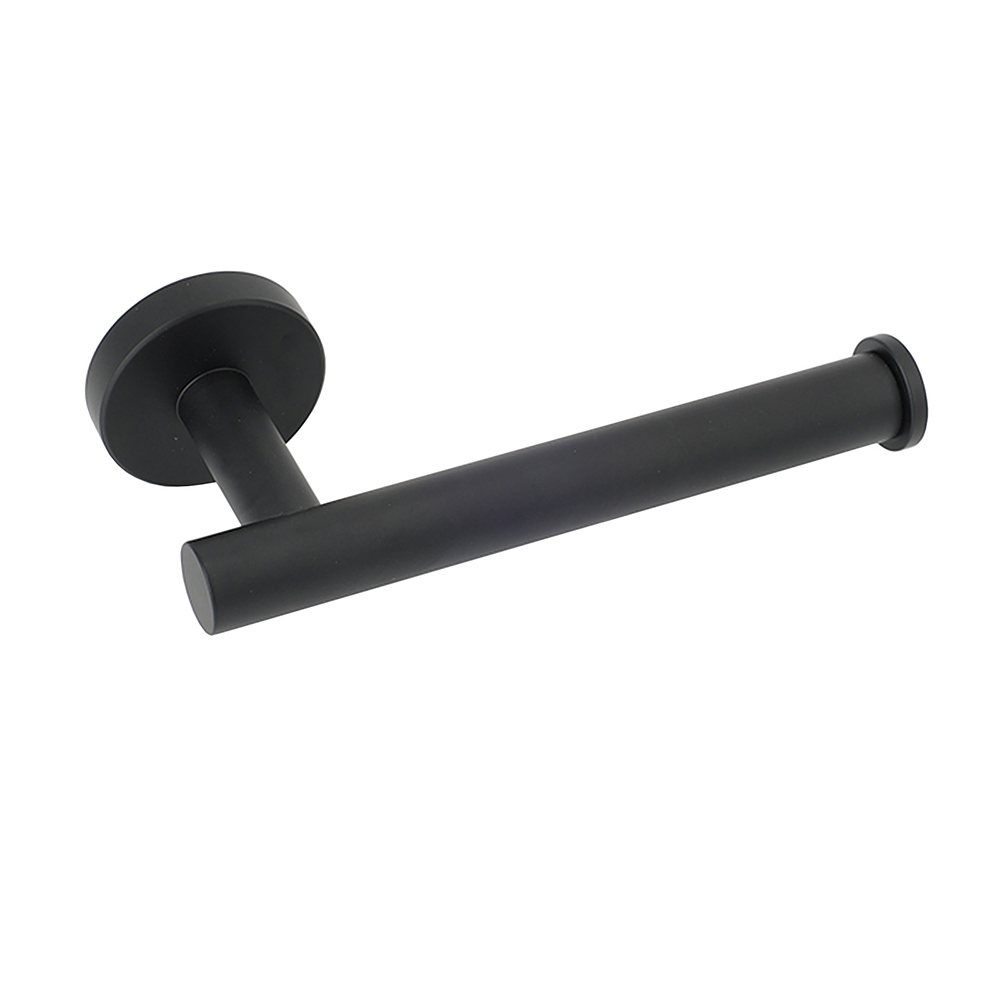 Matt Black Round Stainless Steel Toilet Paper Roll Tissue Holder Bathroom Wall - Image 1