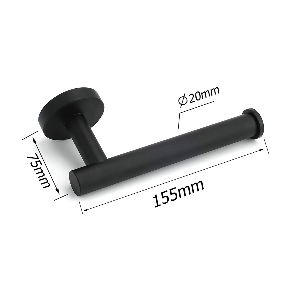 Matt Black Round Stainless Steel Toilet Paper Roll Tissue Holder Bathroom Wall - Image 2