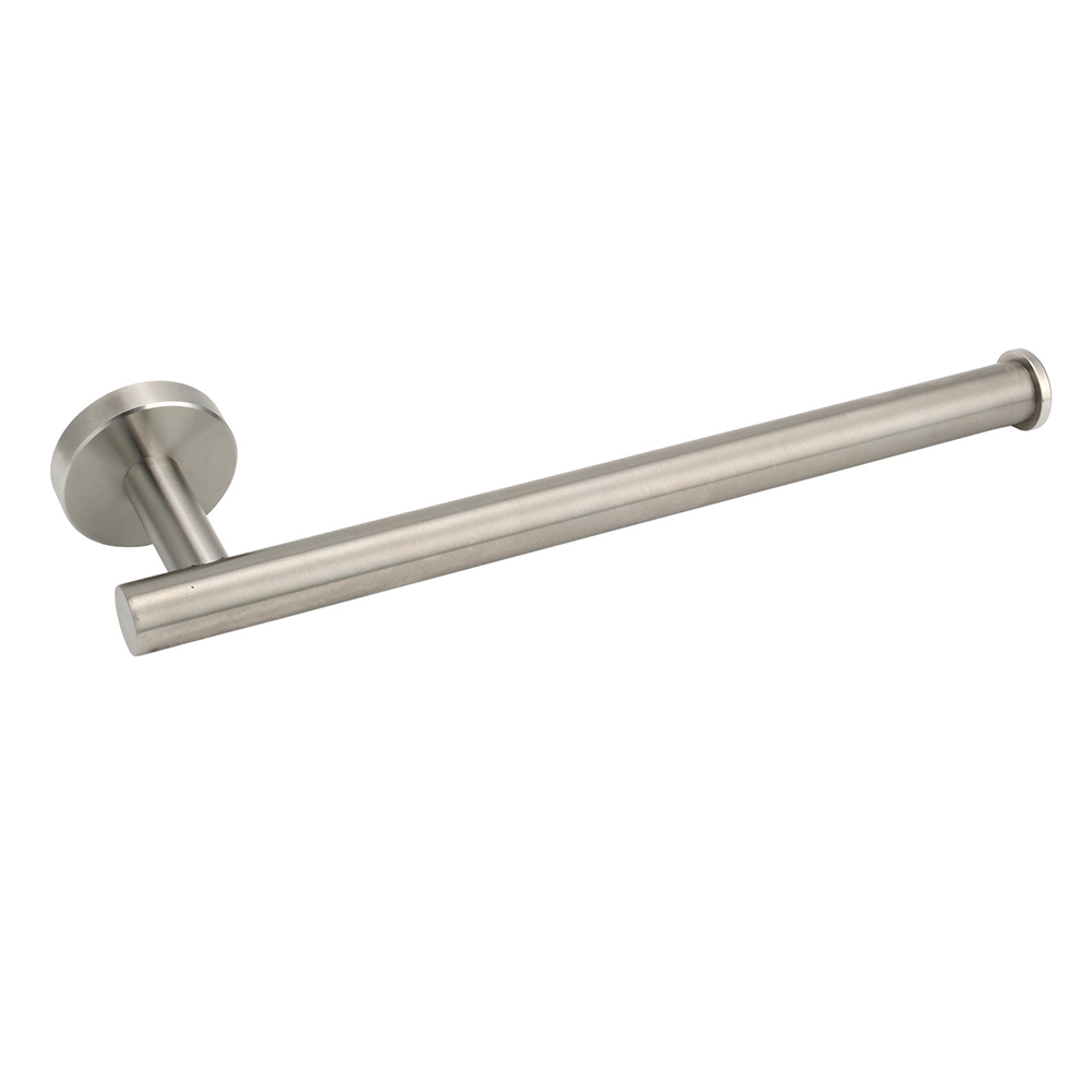 Brushed Nickel Round Towel Rack Holder Hook Clothes Hanger Bathroom Accessory - Image 1