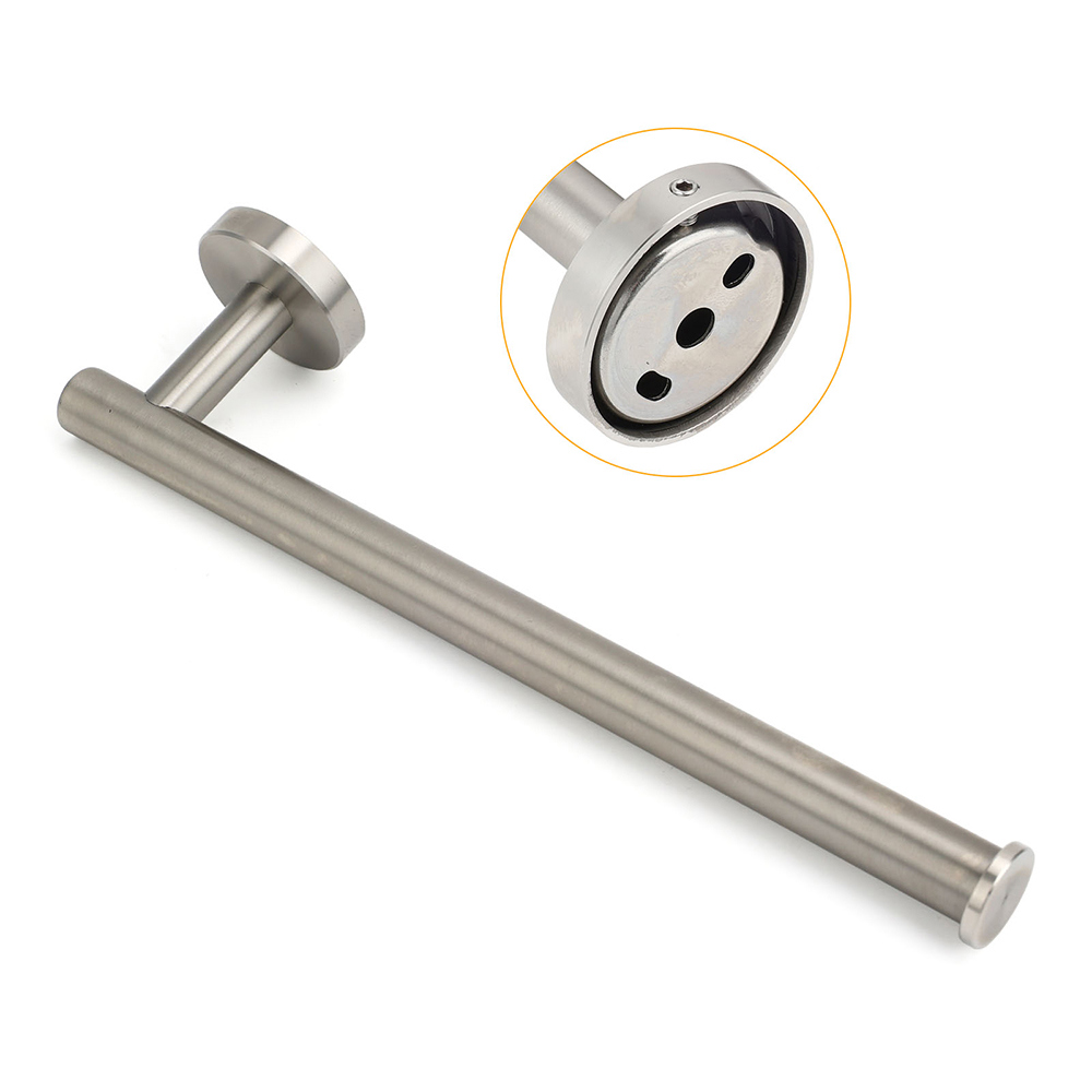 Brushed Nickel Round Towel Rack Holder Hook Clothes Hanger Bathroom Accessory - Image 3