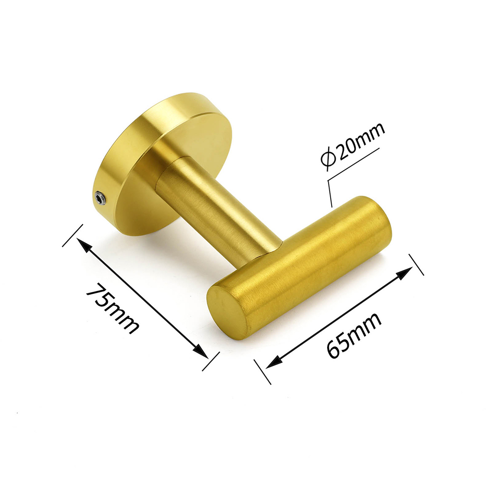 Brushed Gold Robe Hook Hanger Organizer Bathroom Stainless Steel Wall Mounted - Image 2