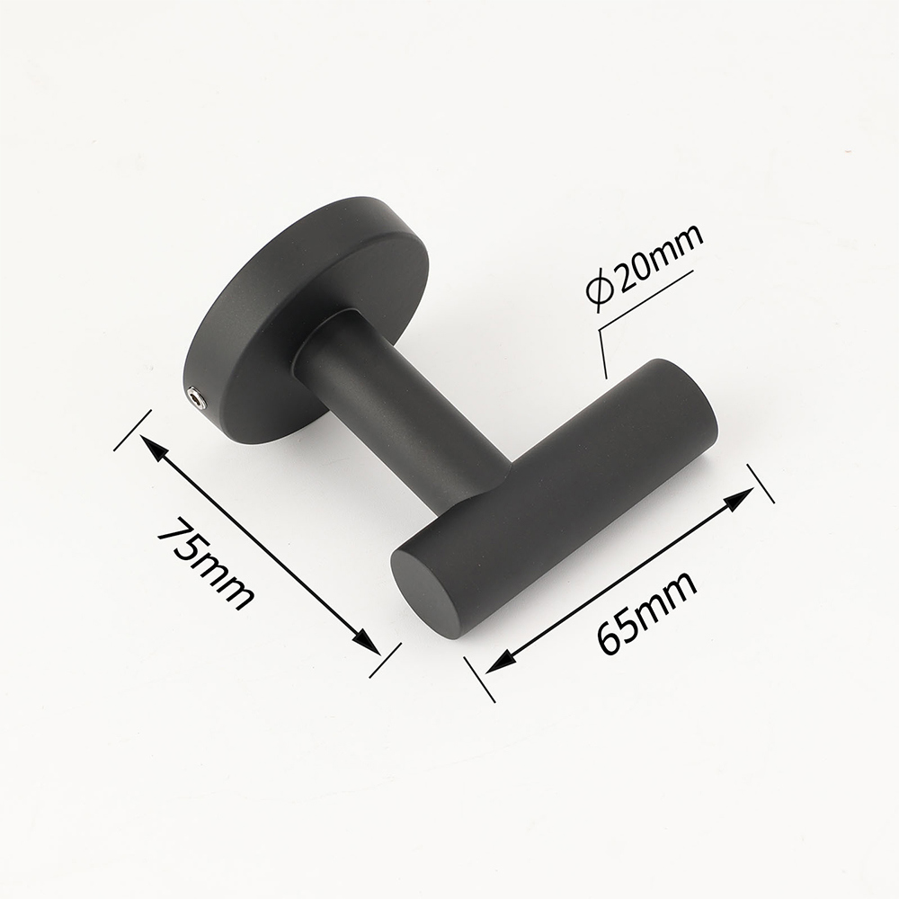 Matt Black Robe Hook Hanger Organizer Bathroom Wall Mounted Kit Stainless Steel - Image 2