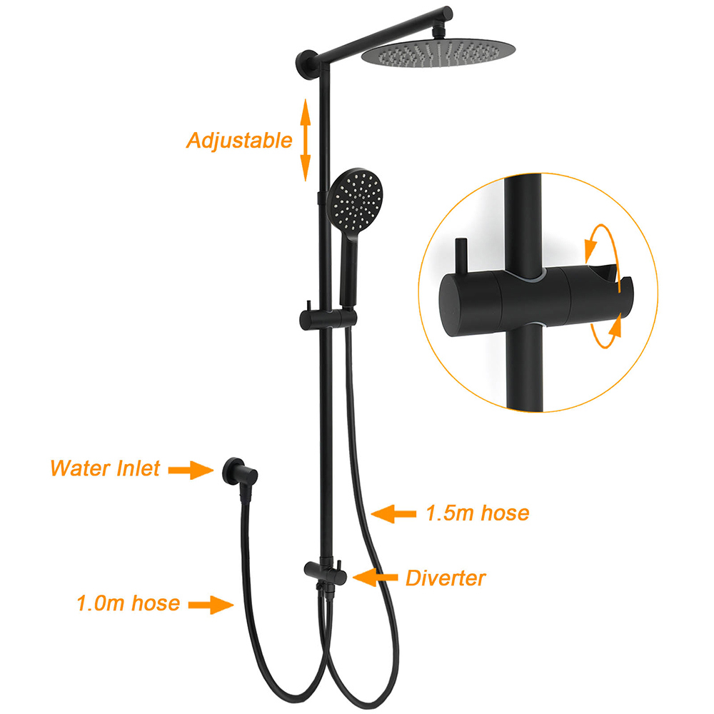 Matt Black Dual Round Shower Set 10