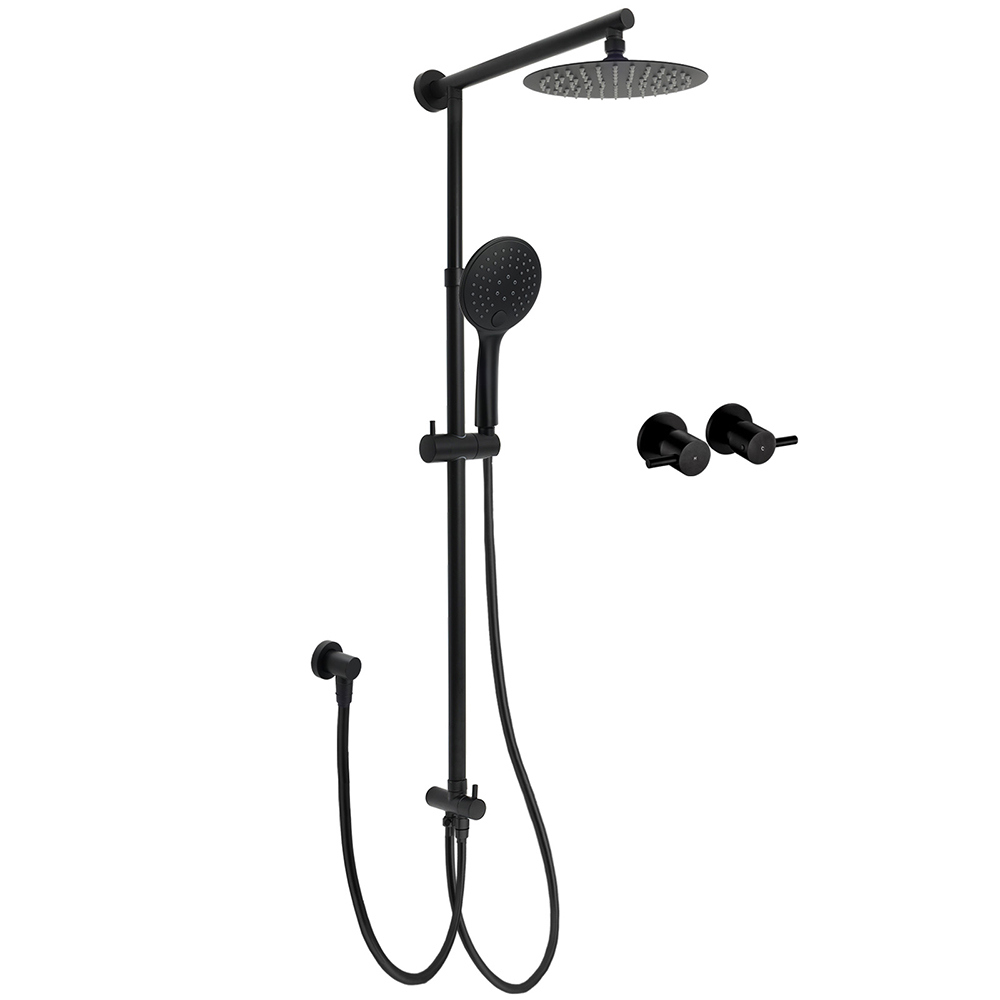 WELS Matt Black Twin Shower 8