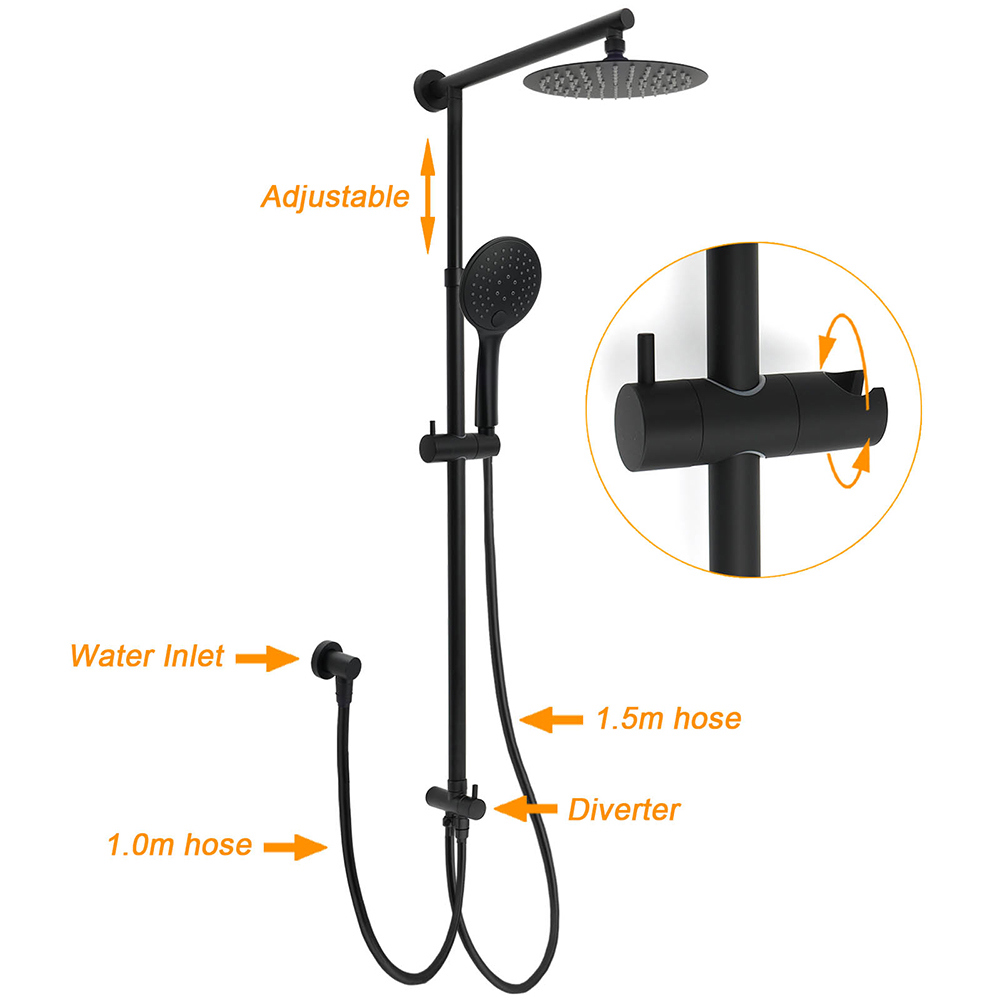 WELS Matt Black Twin Shower 8