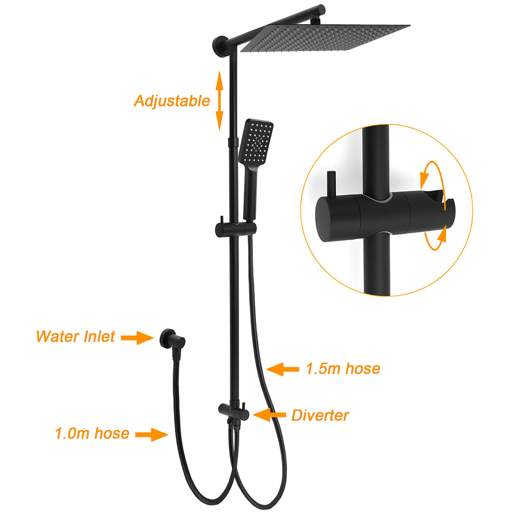 Matt Black Dual Shower Large 12
