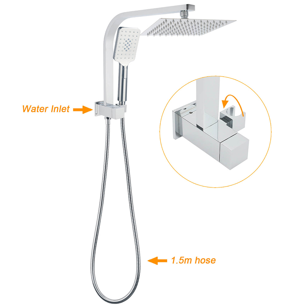 WELS Chrome Square Dual Rain Shower 8