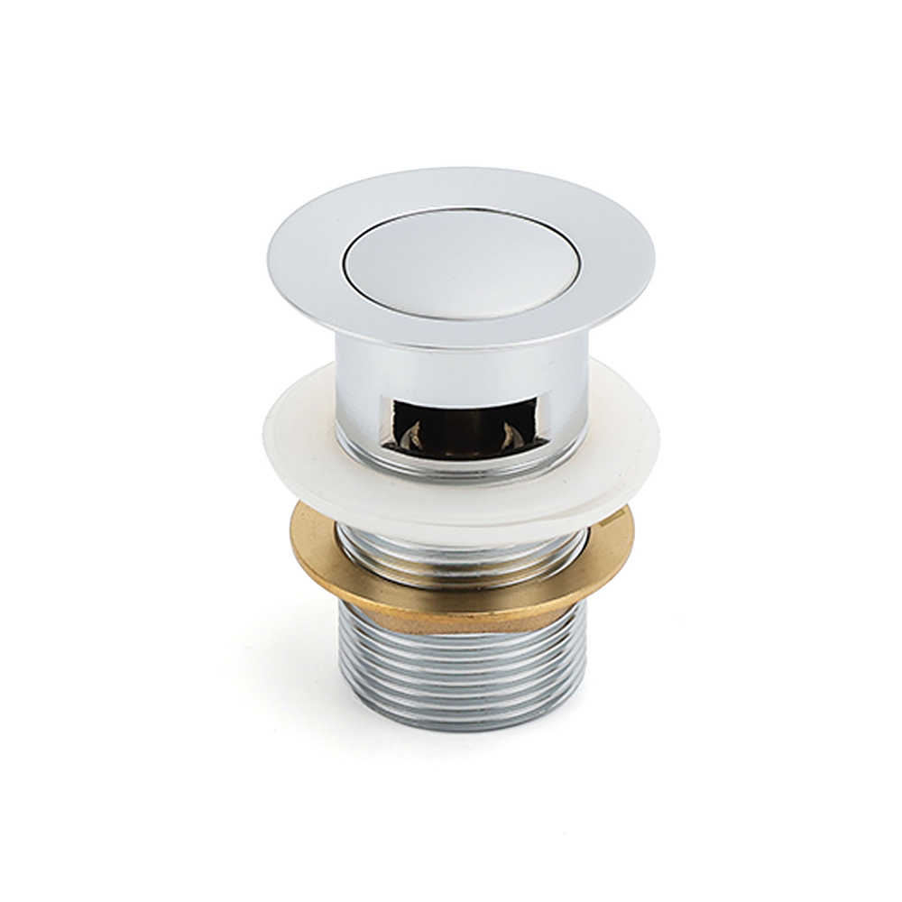 32mm Pop Up Push Brass Waste Plug Overflow Basin Sink Drain Chrome Kit Watermark - Image 1