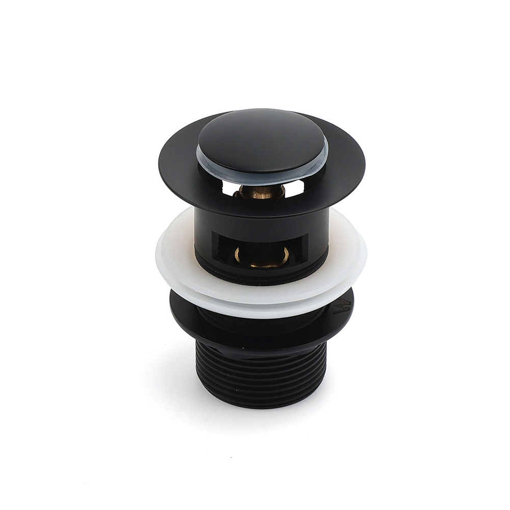 Matt Black Brass 32mm Push Pop Up Waste Plug Overflow Basin Sink Drain Outlet - Image 2
