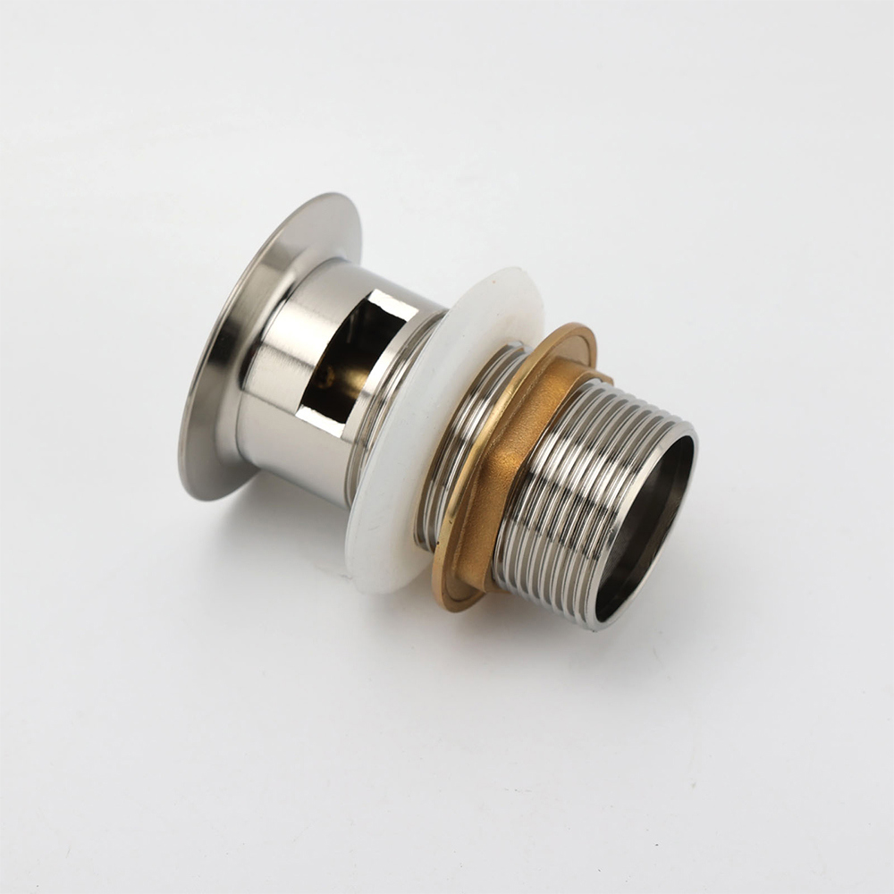 Brushed Nickel 32mm Push Pop Up Waste Plug Overflow Basin Sink Drain Outlet Kit - Image 4