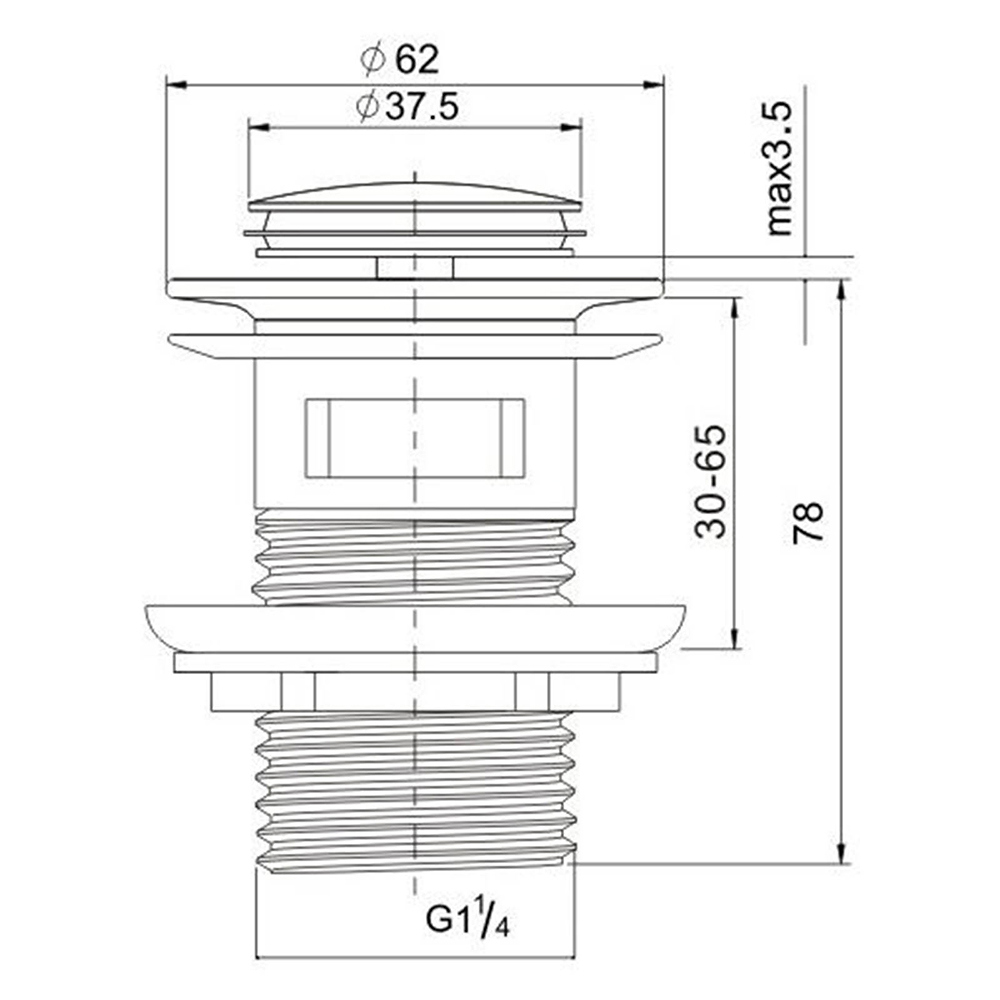 Brushed Nickel 32mm Push Pop Up Waste Plug Overflow Basin Sink Drain Outlet Kit - Image 5