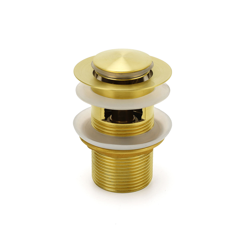 Brushed Gold 32mm Pop Up Push Waste Plug With Overflow Basin Sink Drain Outlet - Image 2