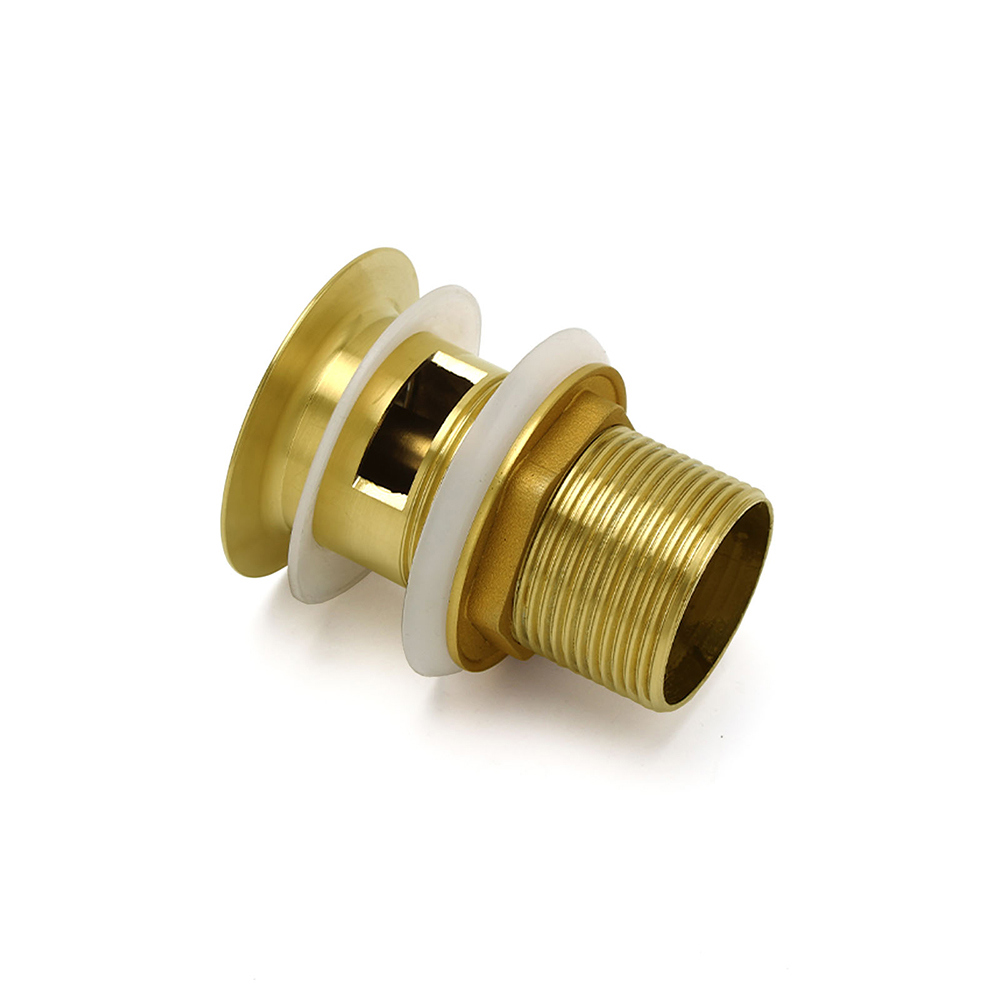 Brushed Gold 32mm Pop Up Push Waste Plug With Overflow Basin Sink Drain Outlet - Image 4
