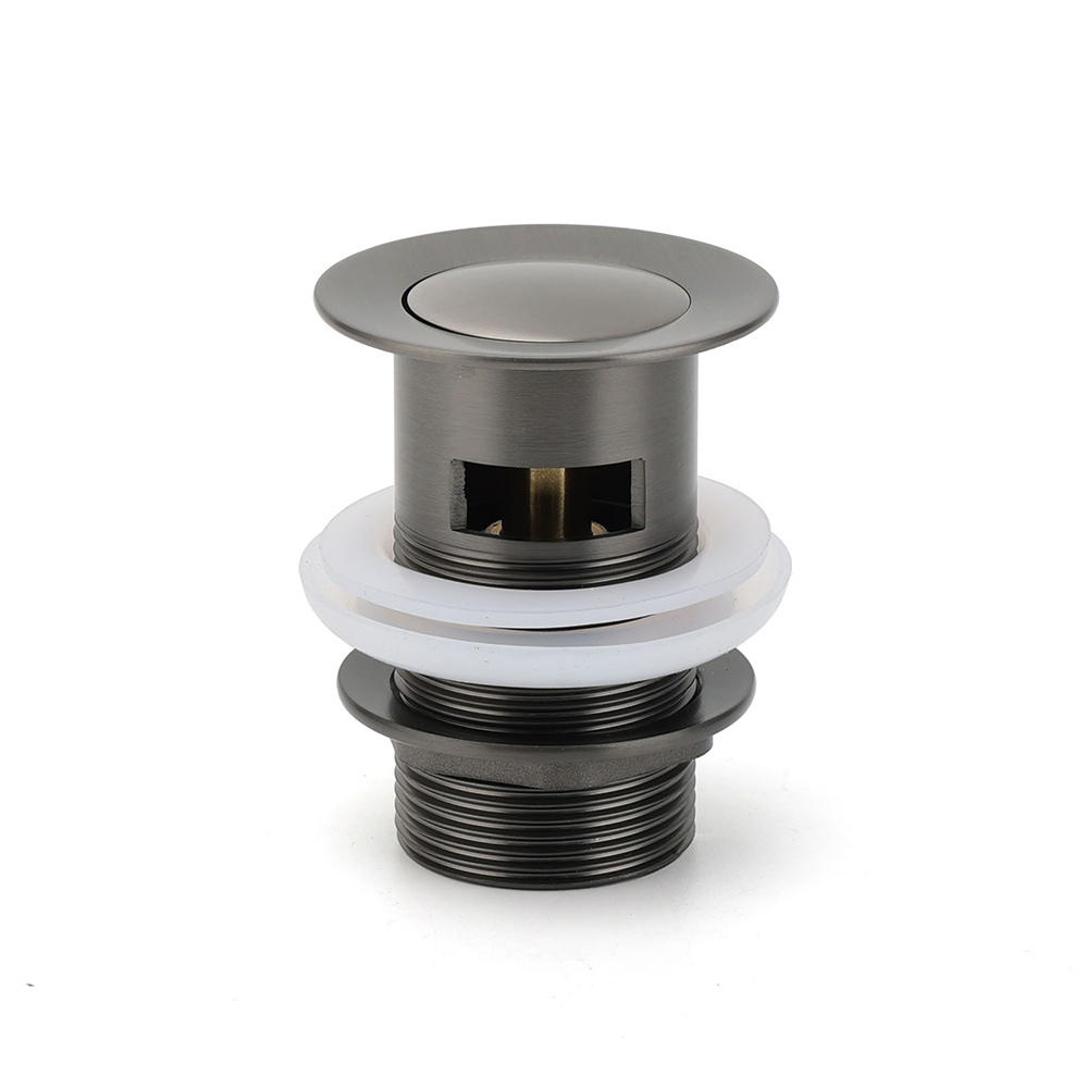 Gun Metal Brass 32mm Push Pop Up Plug Overflow Basin Sink Drain Outlet Waste Kit - Image 1