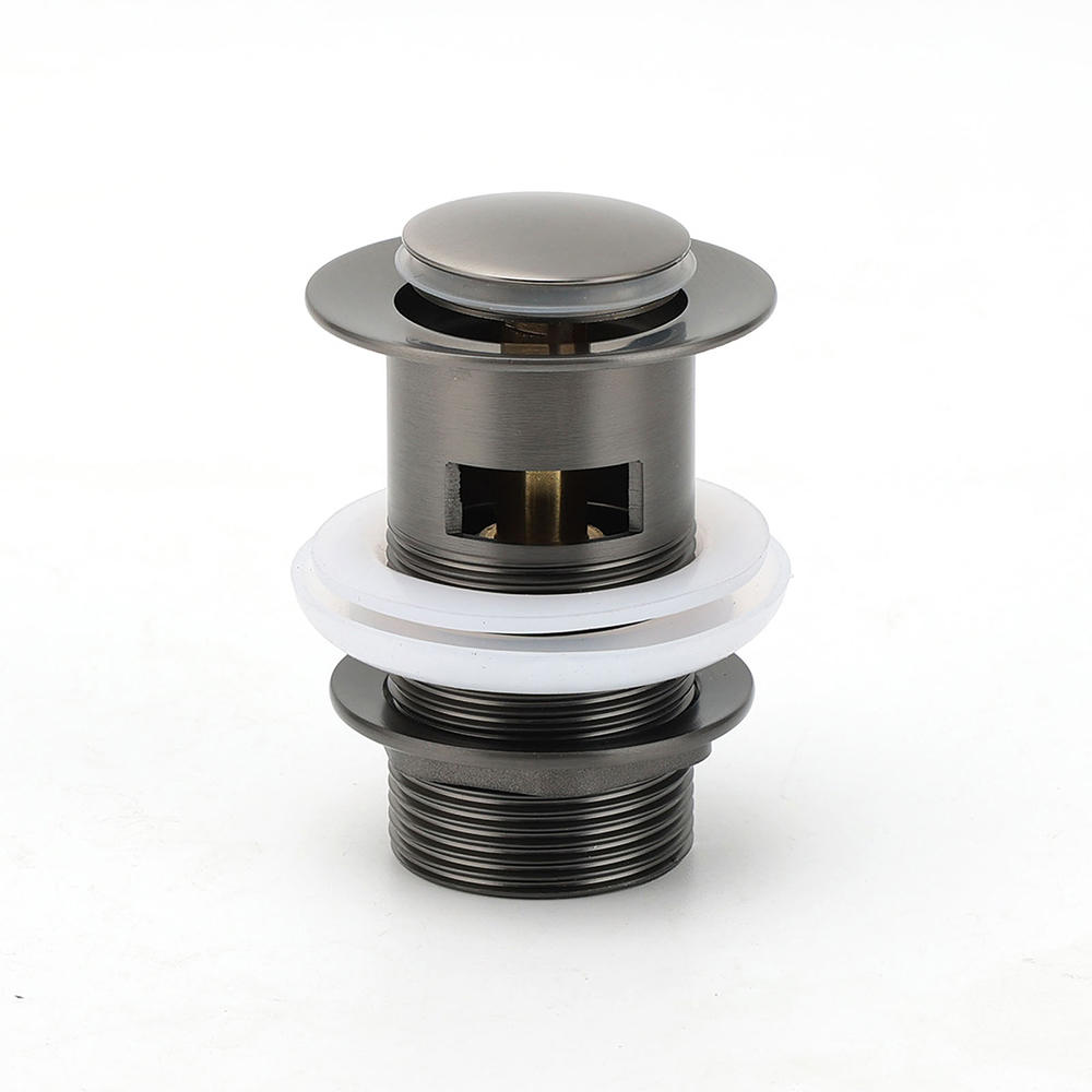 Gun Metal Brass 32mm Push Pop Up Plug Overflow Basin Sink Drain Outlet Waste Kit - Image 2