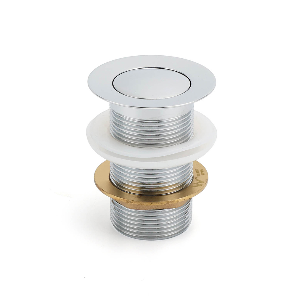 Silver 32mm Pop Up Push Brass Plug Without Overflow Basin Drain Waste Watermark - Image 1