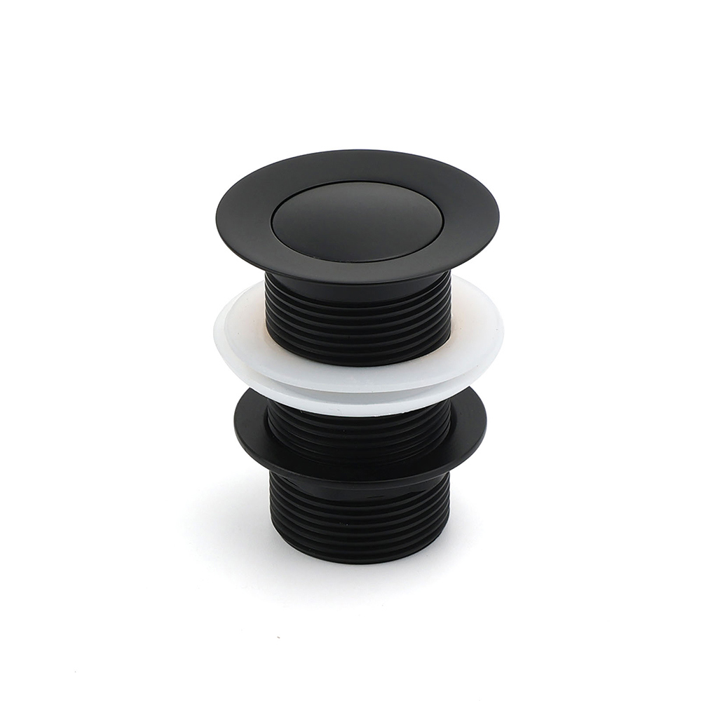 Matt Black Watermark 32mm Pop Up Push Brass Waste Plug No Overflow Basin Drain - Image 1