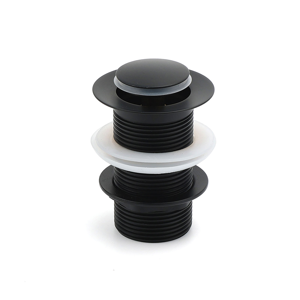 Matt Black Watermark 32mm Pop Up Push Brass Waste Plug No Overflow Basin Drain - Image 2