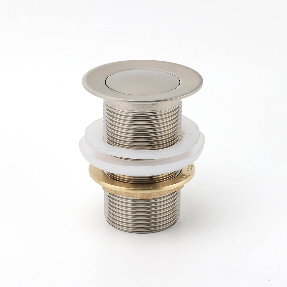 Brushed Nickel 32mm Push Pop Up Waste Plug Non-Overflow Basin Sink Drain Outlet - Image 1
