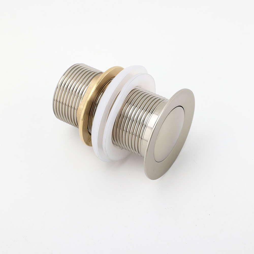 Brushed Nickel 32mm Push Pop Up Waste Plug Non-Overflow Basin Sink Drain Outlet - Image 3
