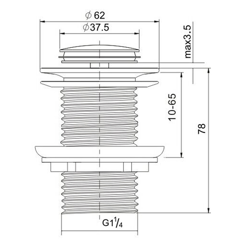 Gun Metal Brass 32mm Push Pop Up Plug Non-Overflow Basin Sink Drain Outlet Waste - Image 5