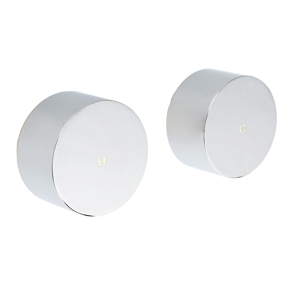 Polished Chrome Round 1/4 Turn Twin Shower Taps Set Hot Cold Water Switch Mixer - Image 1