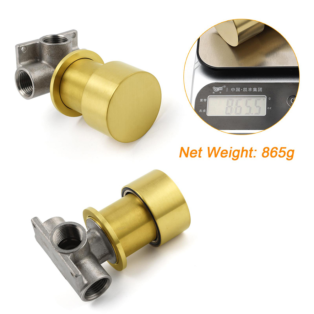 Brushed Gold Round Knob Turn Shower Hot Cold Mixer Tap Valve Ceramic Cartridge - Image 2