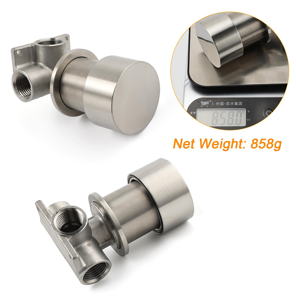 Brushed Nickel Bath Shower Mixer Round 1/4 Knob Hot Cold Tap Cartridge Spindle - Image 3