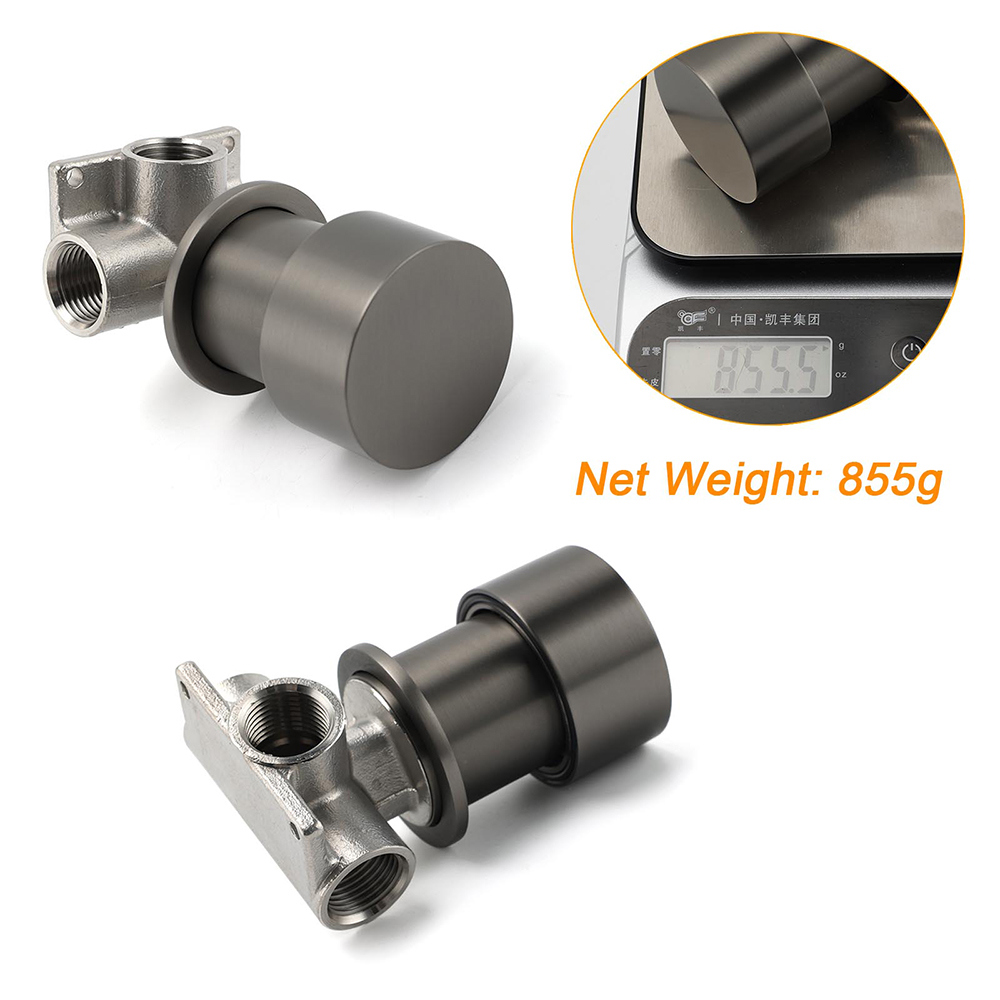 Gun Metal Round 1/4 Knob Handle Wall Mounted Shower Hot Cold Water Mixer Tap Kit - Image 3