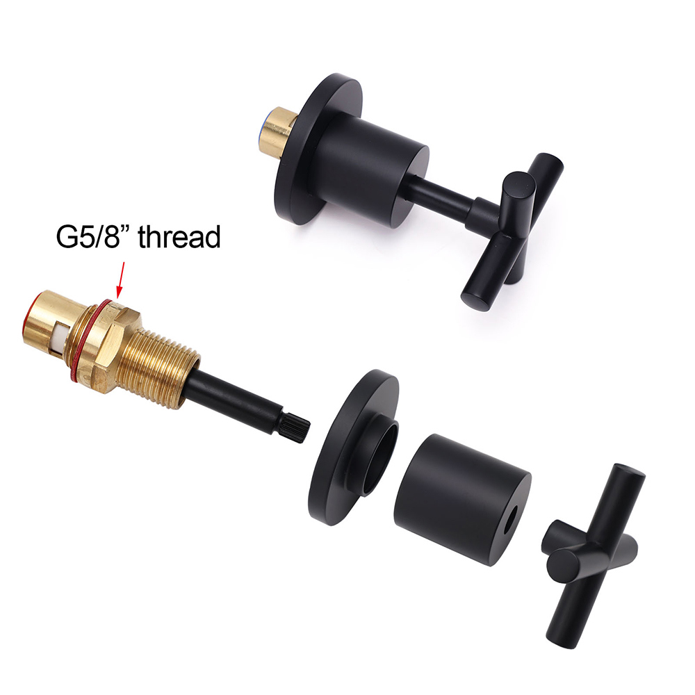 Matt Black 1/4 Turn Twin Taps Hot Cold Water Control Mixer For Bath Spout Shower - Image 4