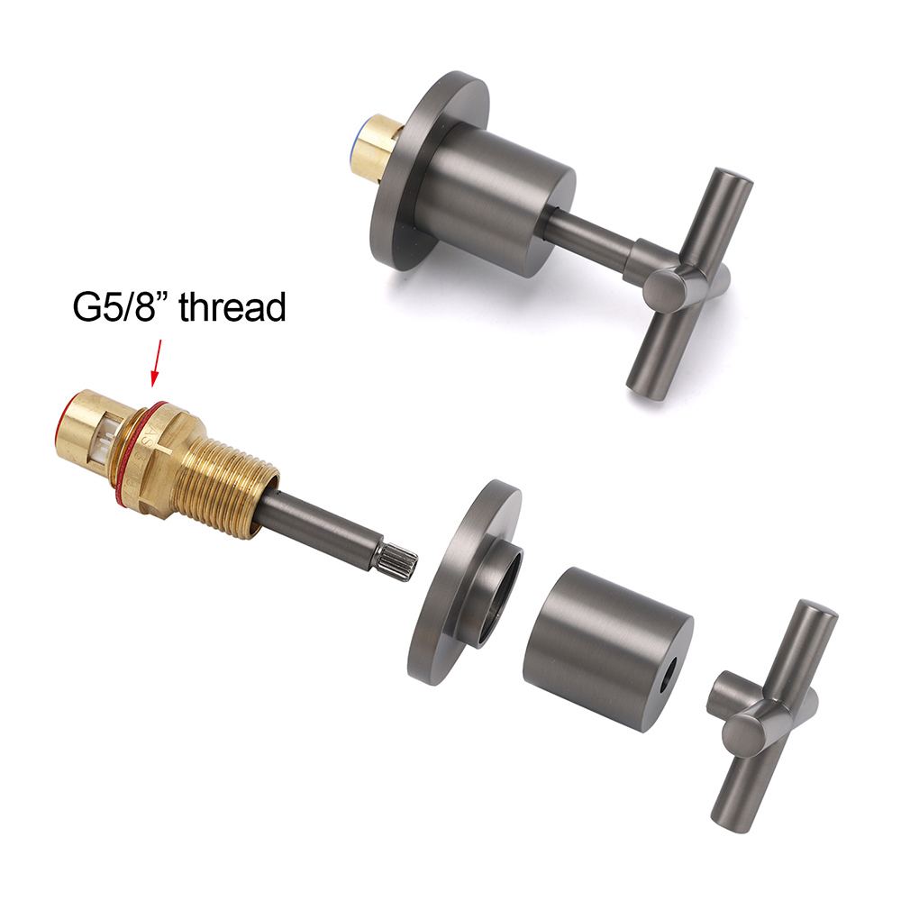 Gun Metal Shower 1/4 Turn Twin Taps Pair Bath Spout Hot Cold Water Mixer Valve - Image 4