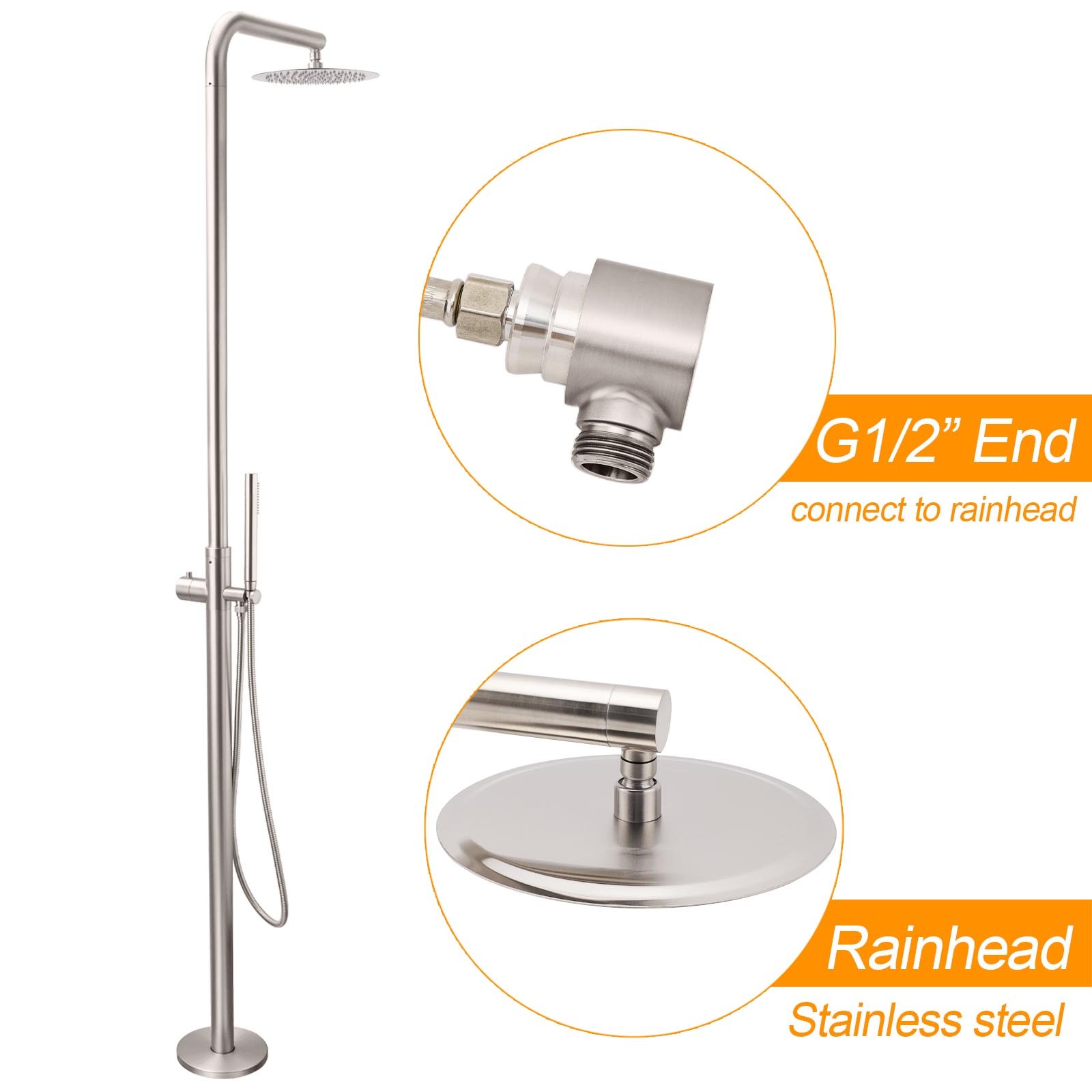 Watermark Brushed Nickel Dual Shower Handset Combo Outdoor Round 10