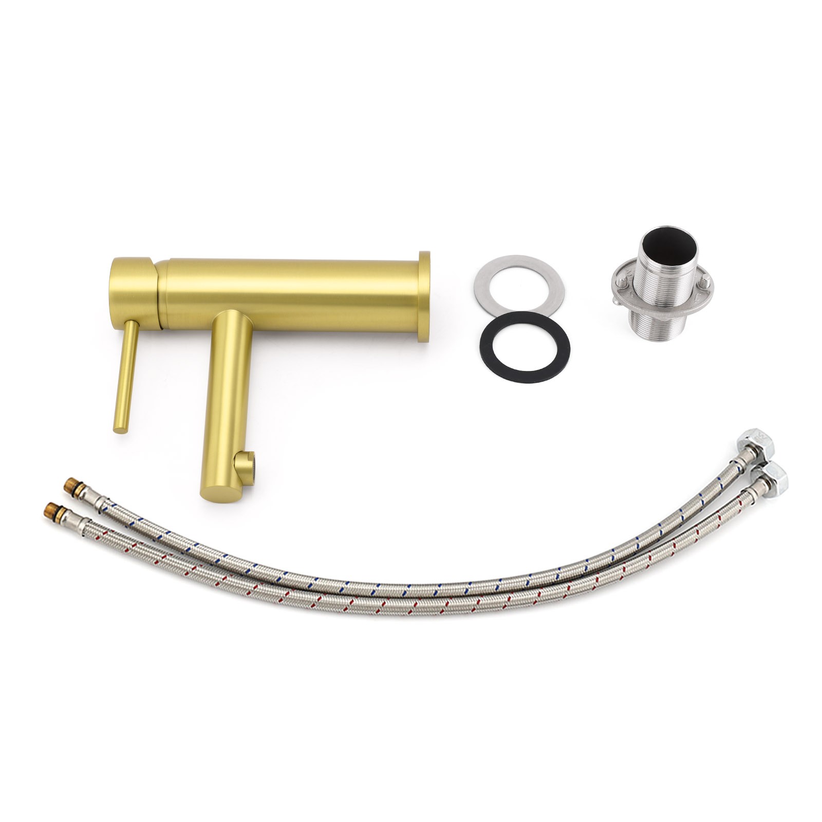 Brushed Gold Round Bathroom Basin Mixer Laundry Vanity Sink Faucet Lever Tapware - Image 8