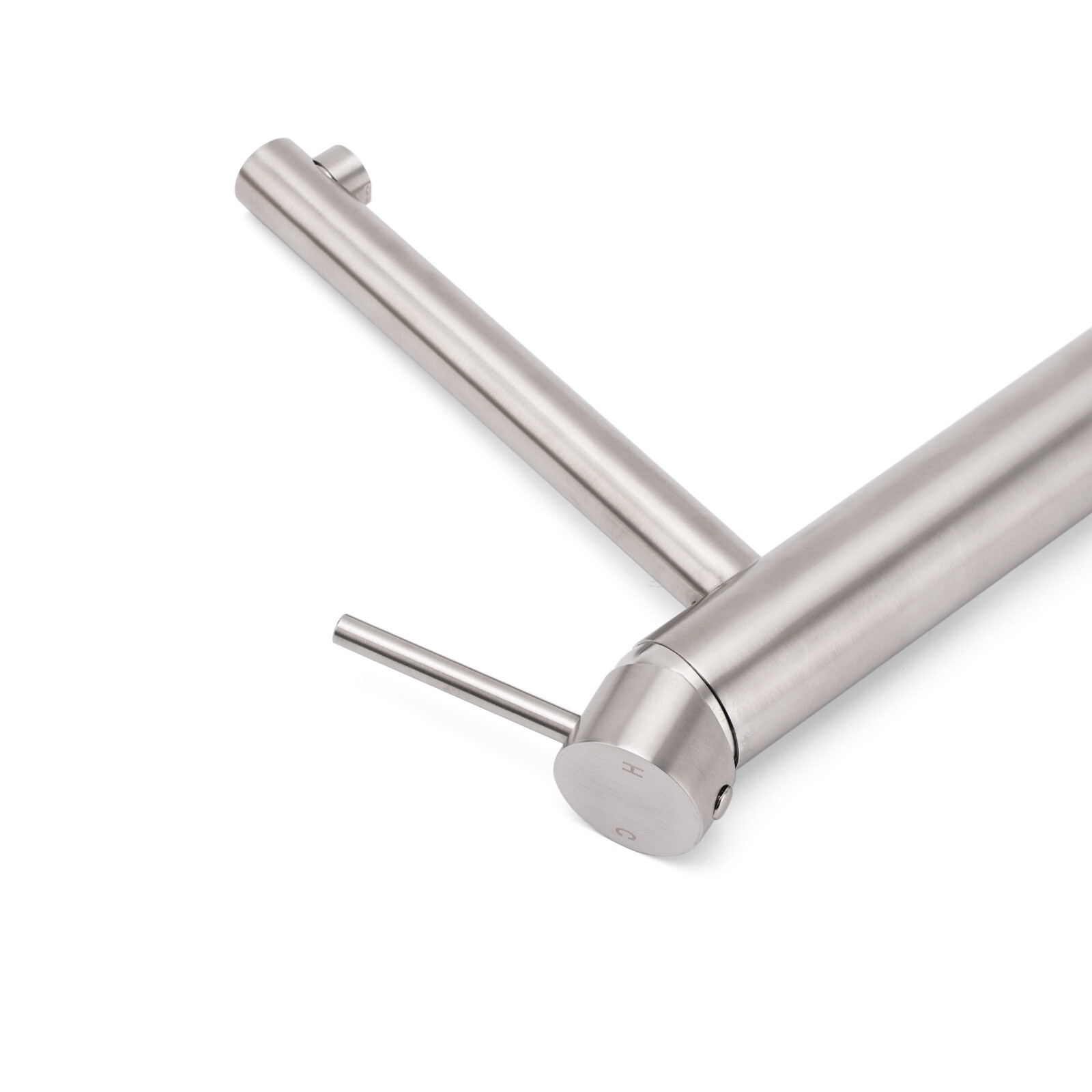 Brushed Nickel Classic Round Bathroom Basin Straight Spout Mixer Sink Faucet Tap - Image 5