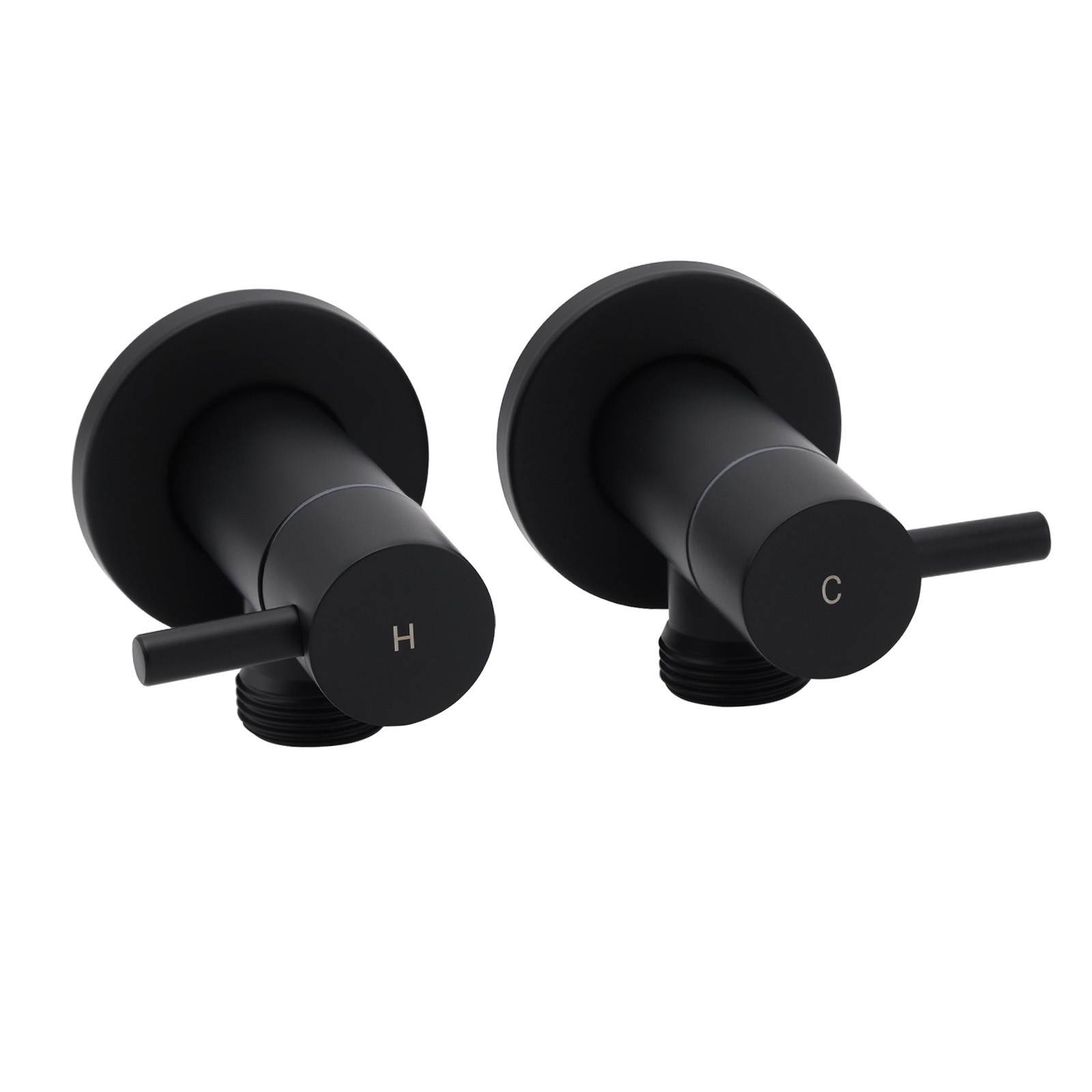 Black Washing Machine 1/4 Turn Twin Taps Laundry Room Hot Cold Water Wall Set - Image 1